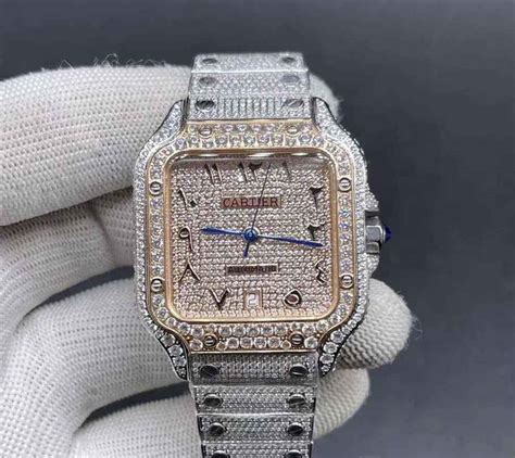 fake iced out cartier santos